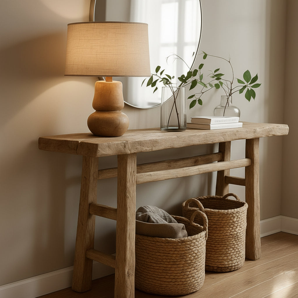 Rustic Console Table Behind Sofa, Hallway Entrway Table, Rustic Custom Reclaimed Wooden Table, Solid Live Edge Luxury End Table, Entry Kitchen Side Table