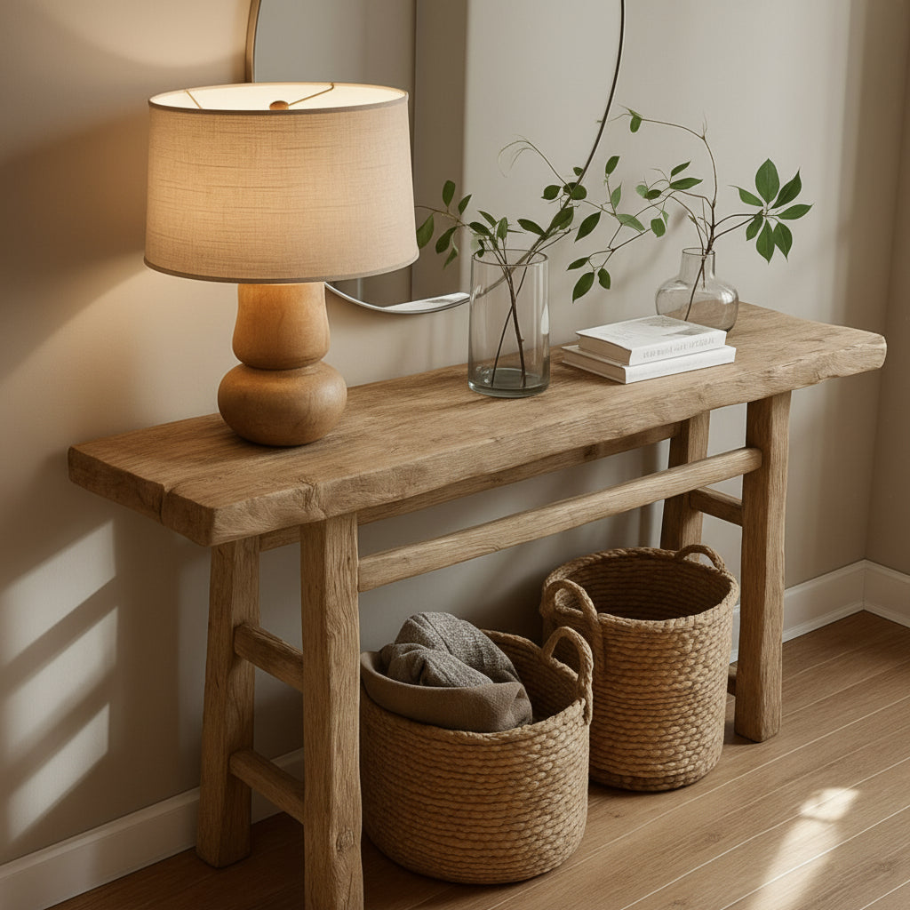 Rustic Console Table Behind Sofa, Hallway Entrway Table, Rustic Custom Reclaimed Wooden Table, Solid Live Edge Luxury End Table, Entry Kitchen Side Table