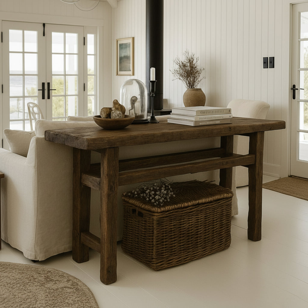 Rustic Console Table Behind Couch, Hallway Entrway Table, Rustic Custom Reclaimed Wood Table, Solid Wood Live Edge