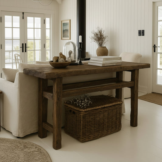 Rustic Console Table Behind Couch, Hallway Entrway Table, Rustic Custom Reclaimed Wood Table, Solid Wood Live Edge