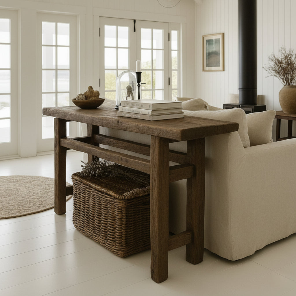 Rustic Console Table Behind Couch, Hallway Entrway Table, Rustic Custom Reclaimed Wood Table, Solid Wood Live Edge