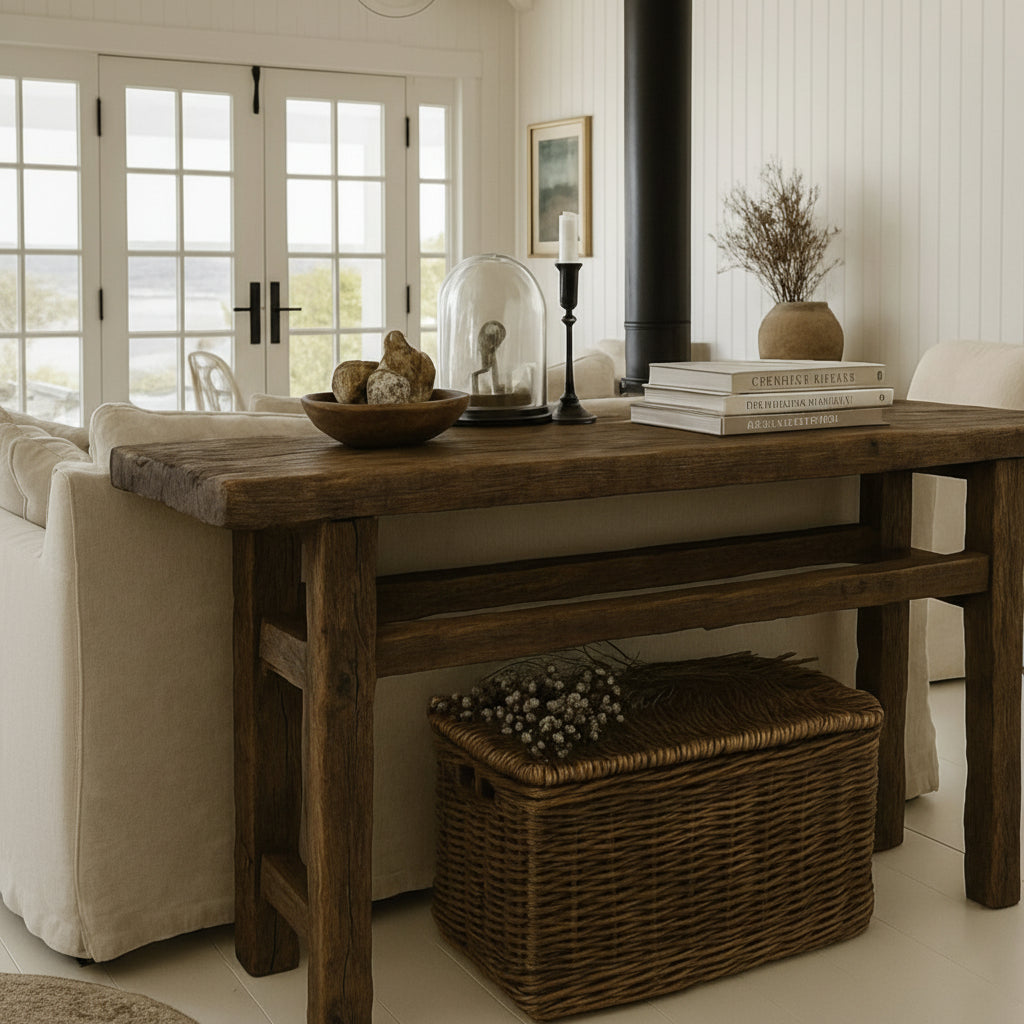 Rustic Console Table Behind Couch, Hallway Entrway Table, Rustic Custom Reclaimed Wood Table, Solid Wood Live Edge