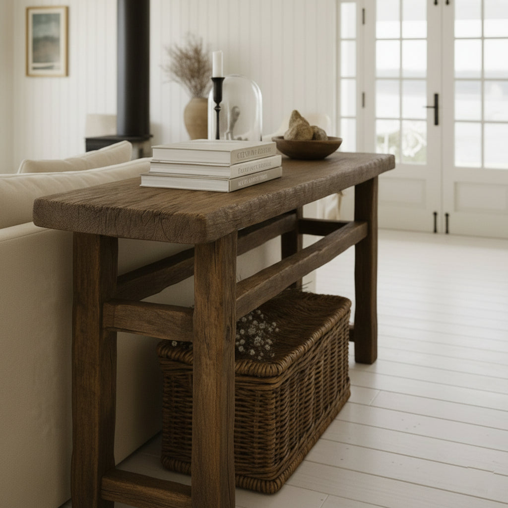 Rustic Console Table Behind Couch, Hallway Entrway Table, Rustic Custom Reclaimed Wood Table, Solid Wood Live Edge