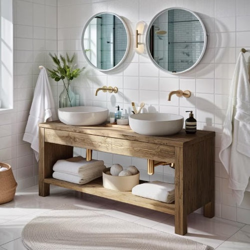 Wooden Bathroom Vanity With Drawers, Reclaimed Solid Wood Bathroom Vanity, Sink Base