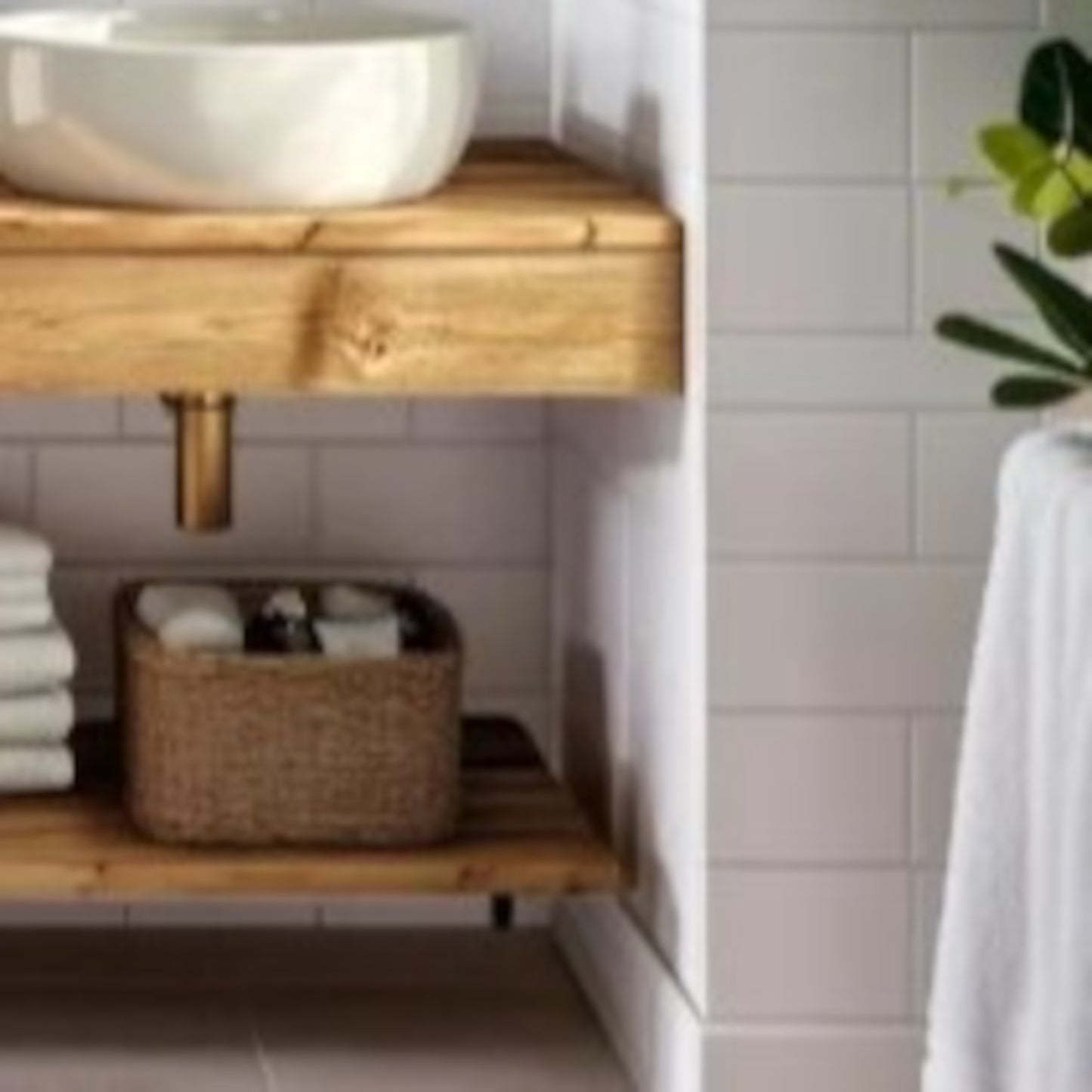 Floating Wood Bathroom Vanity with Drawers, Solid Wood, Farmhouse Style