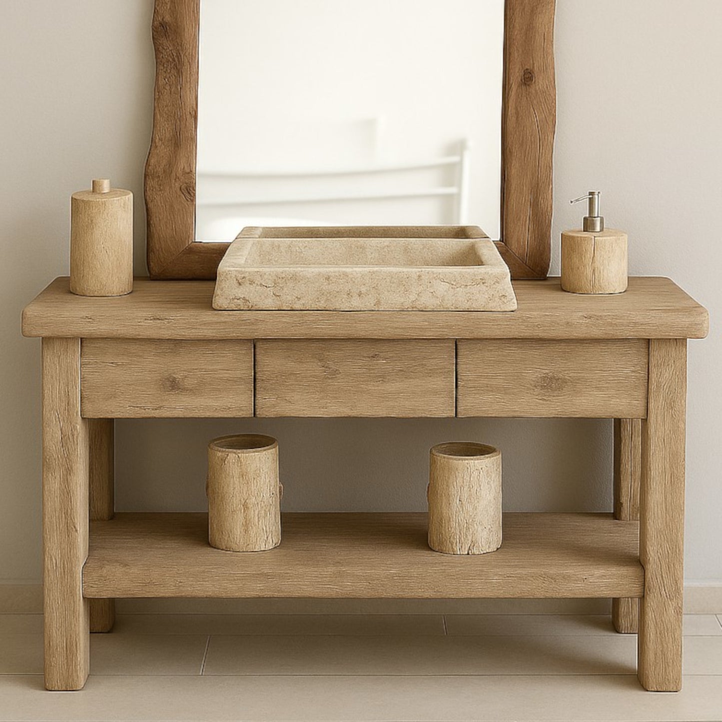 Wood Bathroom Vanity with 3 Drawers, Rustic Solid Wood Bathroom Vanities