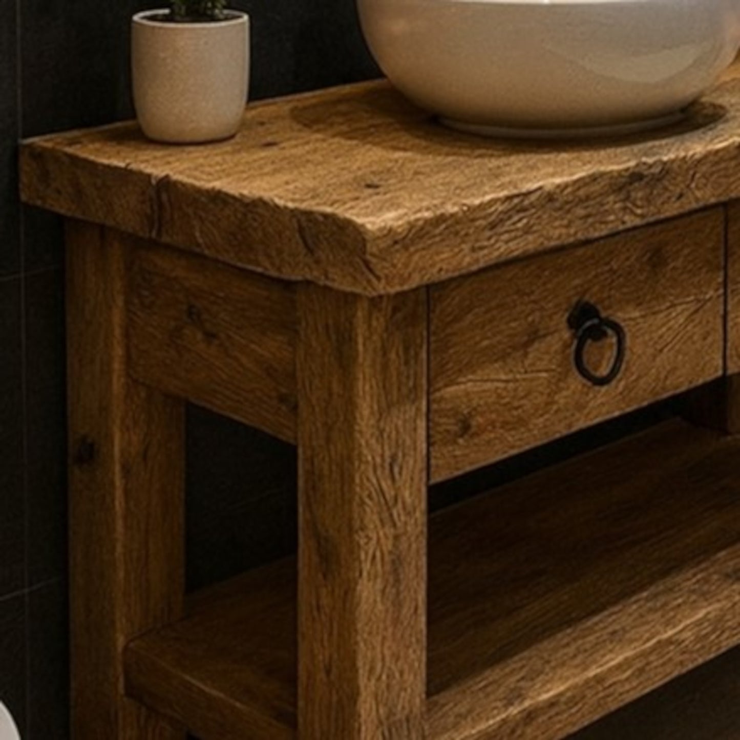 Wood Bathroom Vanity with 2 Drawers, Rustic Solid Wood Bathroom Vanities, Reclaimed Wood