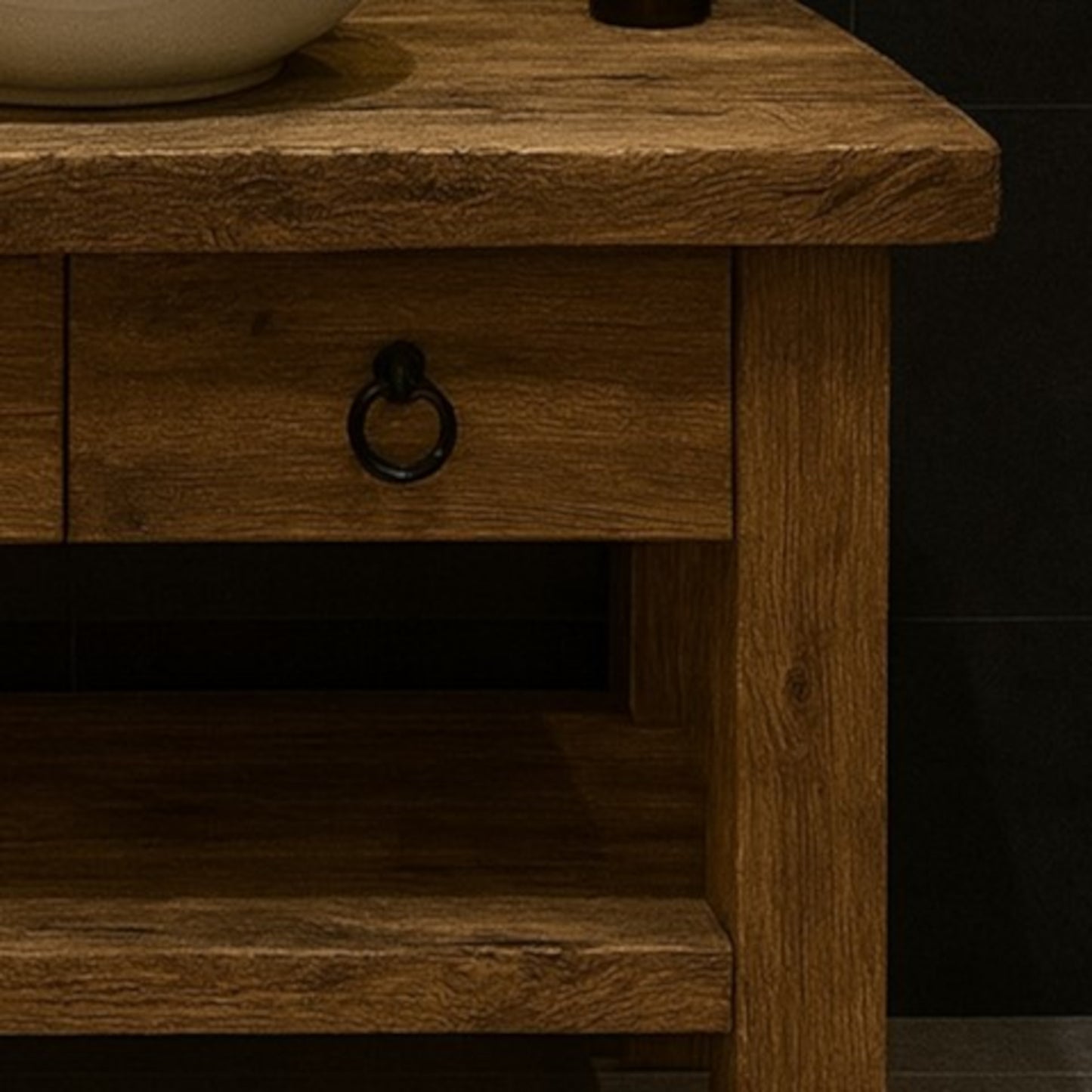 Wood Bathroom Vanity with 2 Drawers, Rustic Solid Wood Bathroom Vanities, Reclaimed Wood