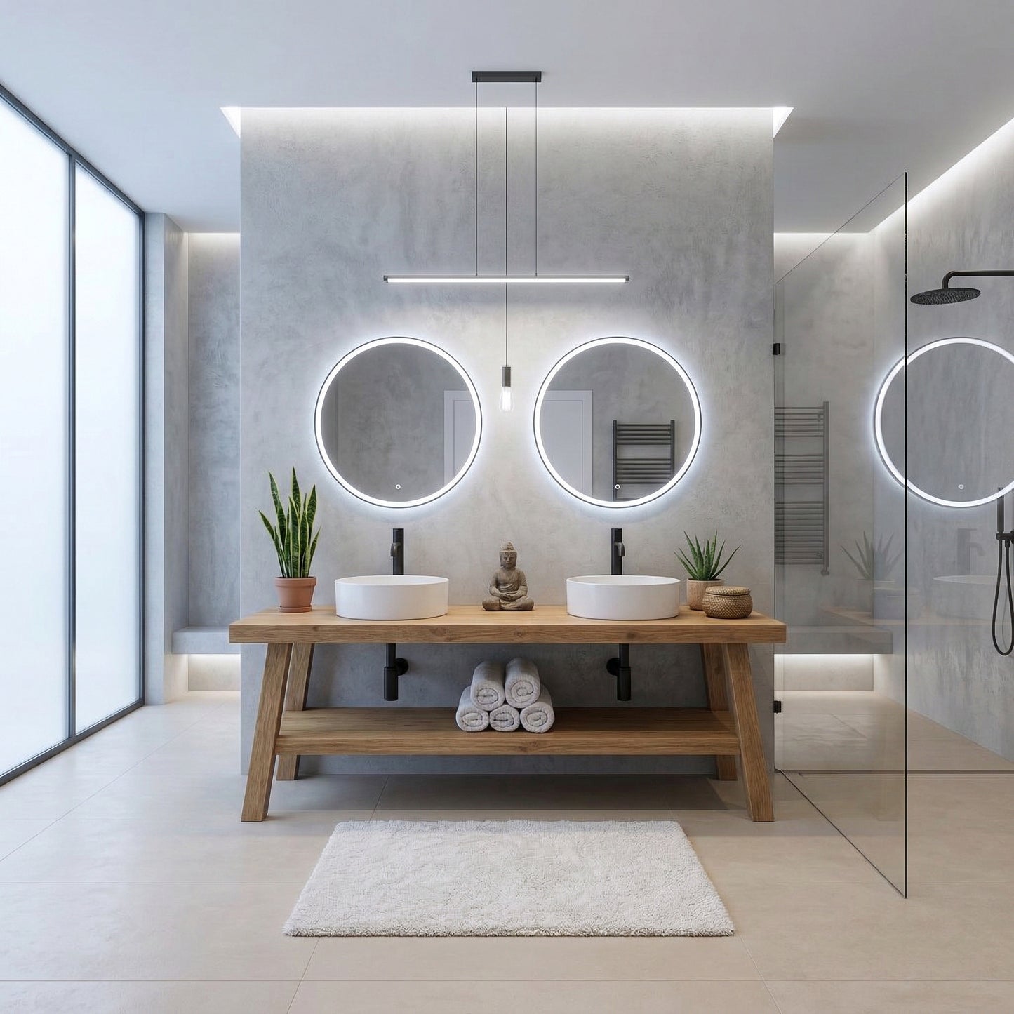 Rustic Wooden Bathroom Vanity with Open Shelf, Reclaimed Solid Wood, Farmhouse Style