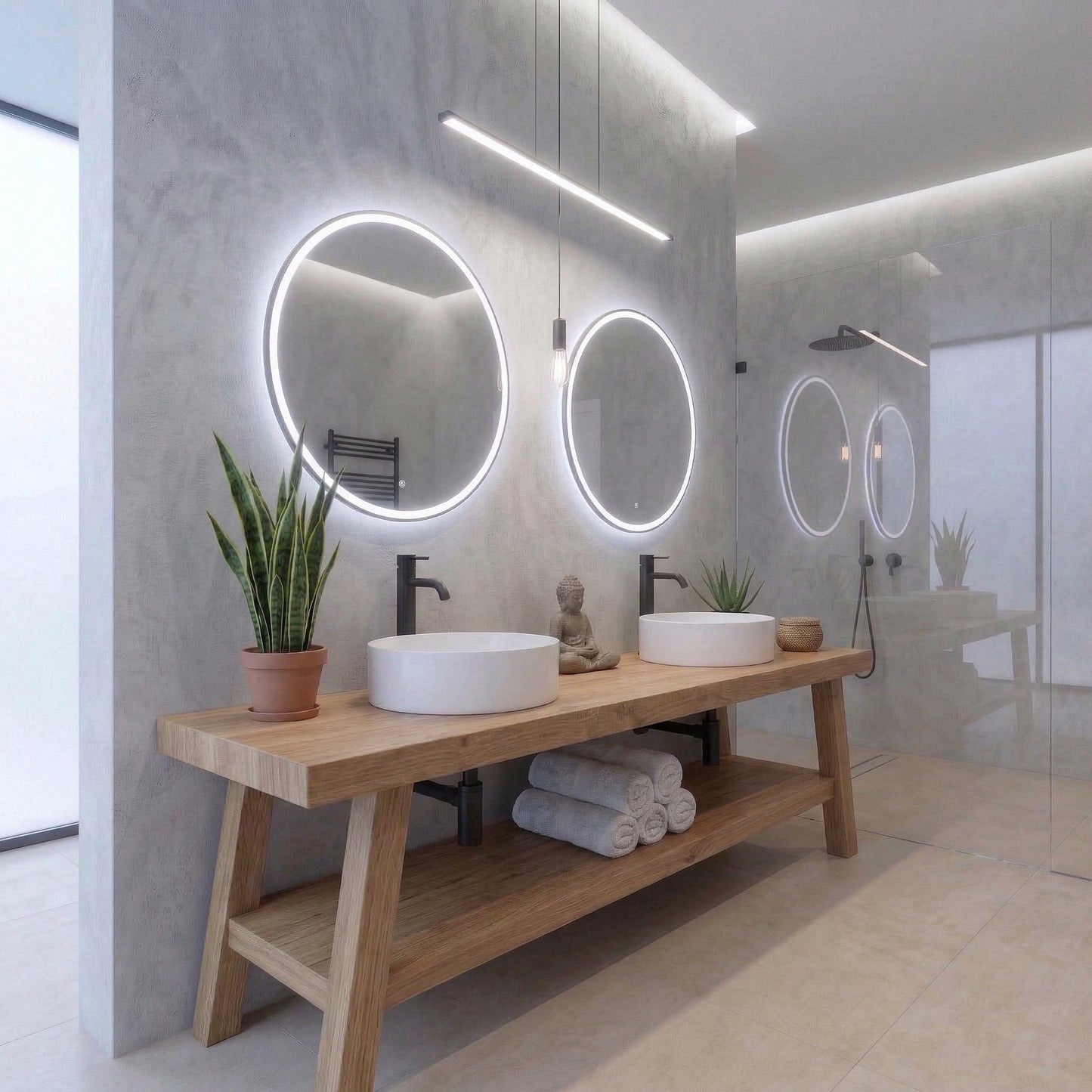 Rustic Wooden Bathroom Vanity with Open Shelf, Reclaimed Solid Wood, Farmhouse Style