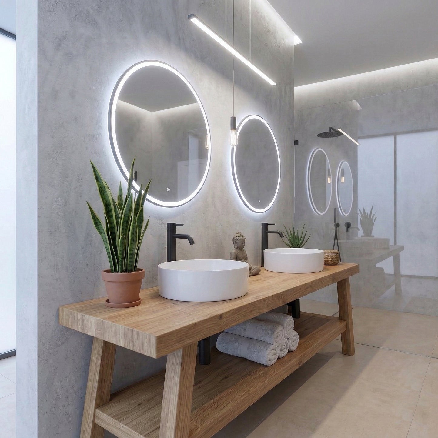 Rustic Wooden Bathroom Vanity with Open Shelf, Reclaimed Solid Wood, Farmhouse Style