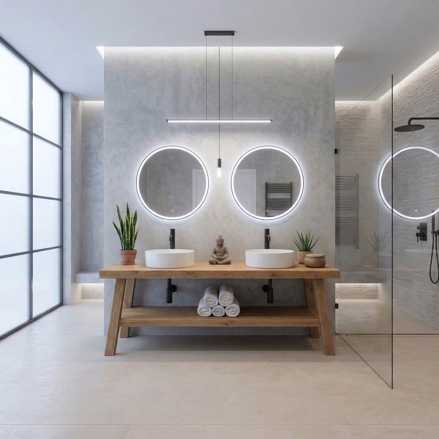 Rustic Wooden Bathroom Vanity with Open Shelf, Reclaimed Solid Wood, Farmhouse Style