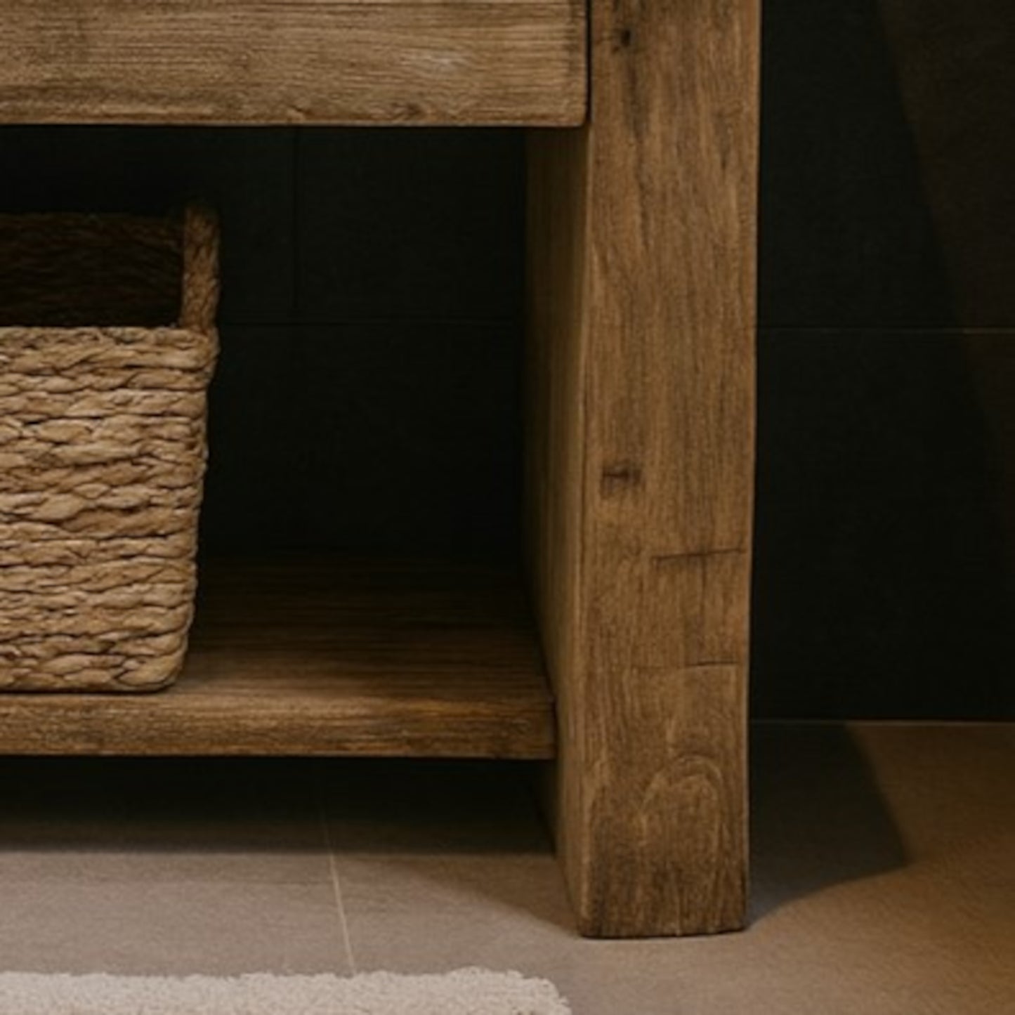 Rustic Wooden Bathroom Vanity With Drawers, Reclaimed Solid Wood, Farmhouse Style