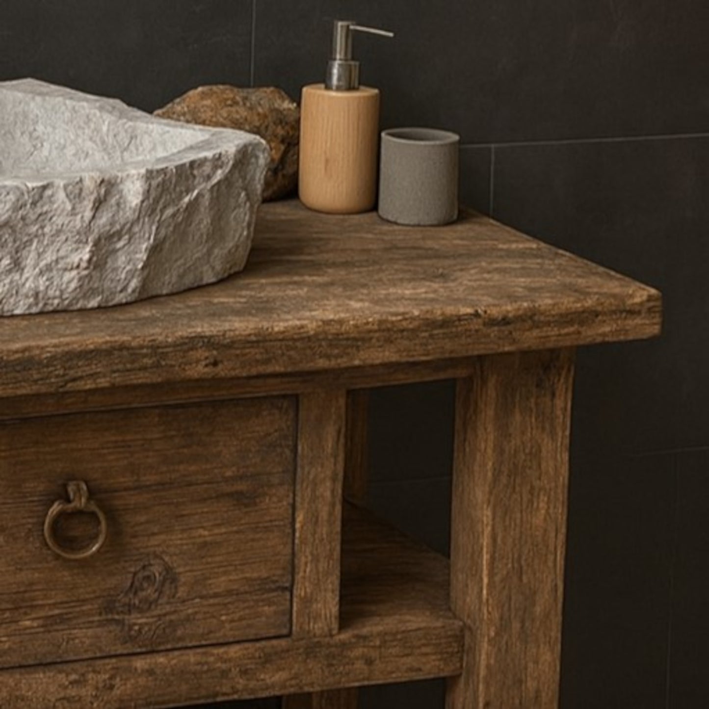 Custom Size Wood Bathroom Vanity, Rustic Solid Wood Bathroom Vanities, Single Sink Vanity