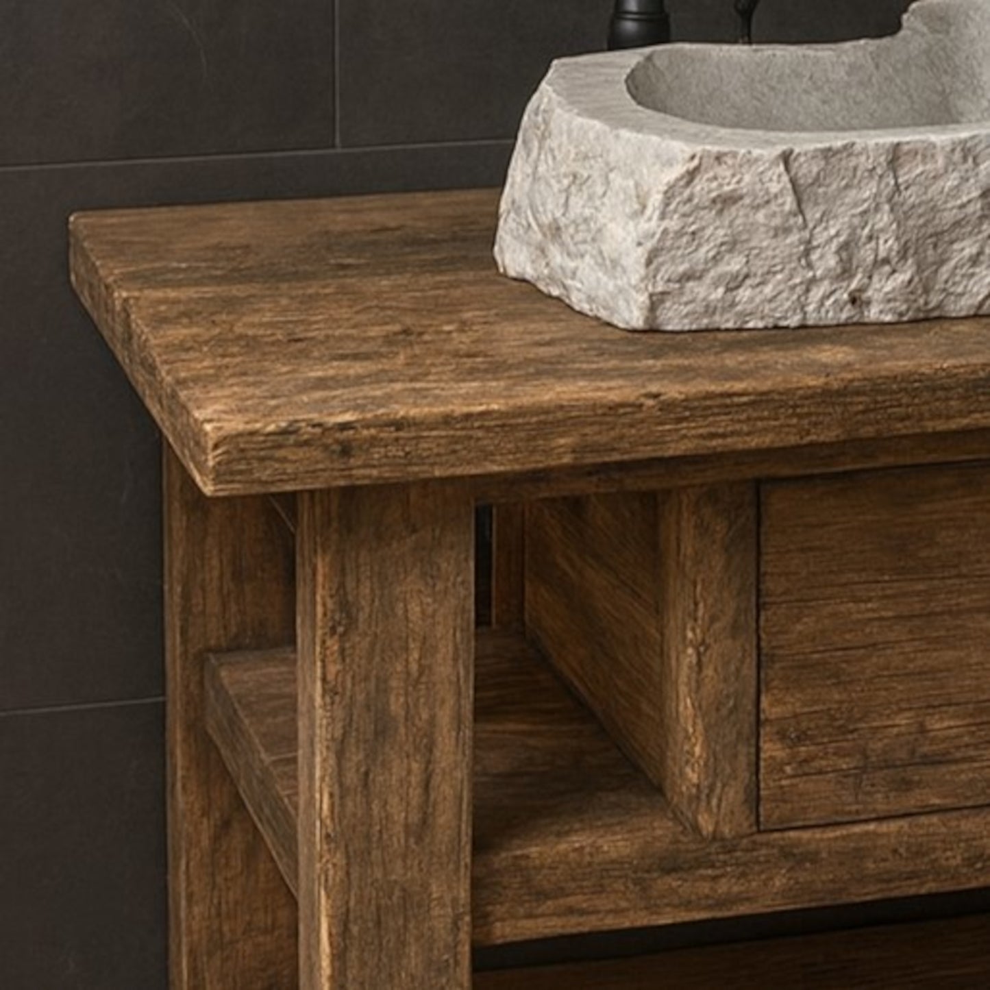 Custom Size Wood Bathroom Vanity, Rustic Solid Wood Bathroom Vanities, Single Sink Vanity