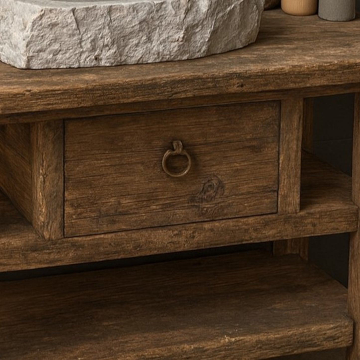 Custom Size Wood Bathroom Vanity, Rustic Solid Wood Bathroom Vanities, Single Sink Vanity