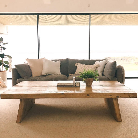 Large Wooden Coffee Table, Rectangular Wood Reclaimed Coffee Table